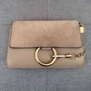 Authentic Chloé Faye Shoulder Bag. Suede and smooth leather with signature gold